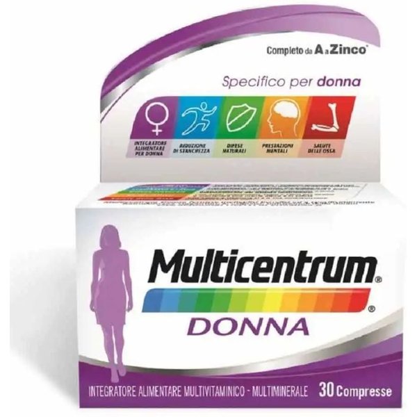 Multicentrum Donna Integratore Vitamina D Calcio Ferro Acido Folico, 30 Compresse-image