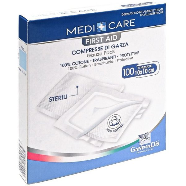 Gammadis Farmaceutici Medicare - Compresse Di Garza In Cotone 10 X 10 Cm, 100 Compresse-image