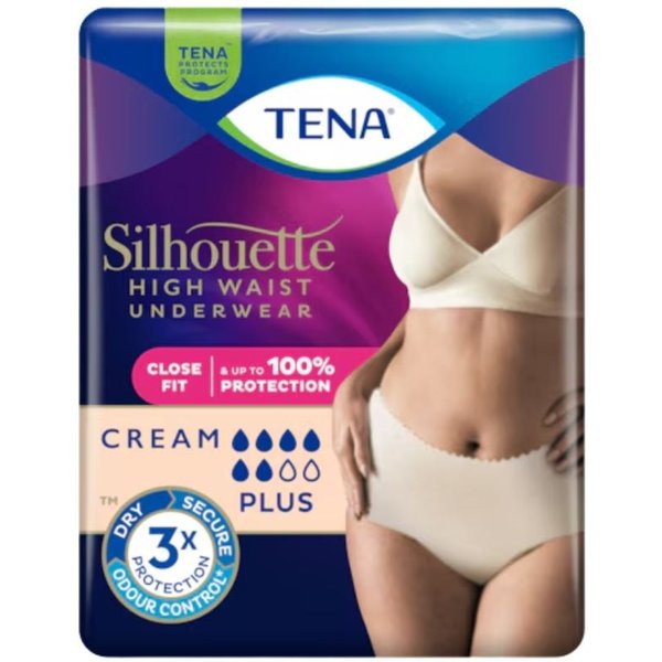 Tena Silhouette - Plus CrèMe Vita Alta Mutandine Assorbenti Femminili Taglia M, 9 Mutandine-image