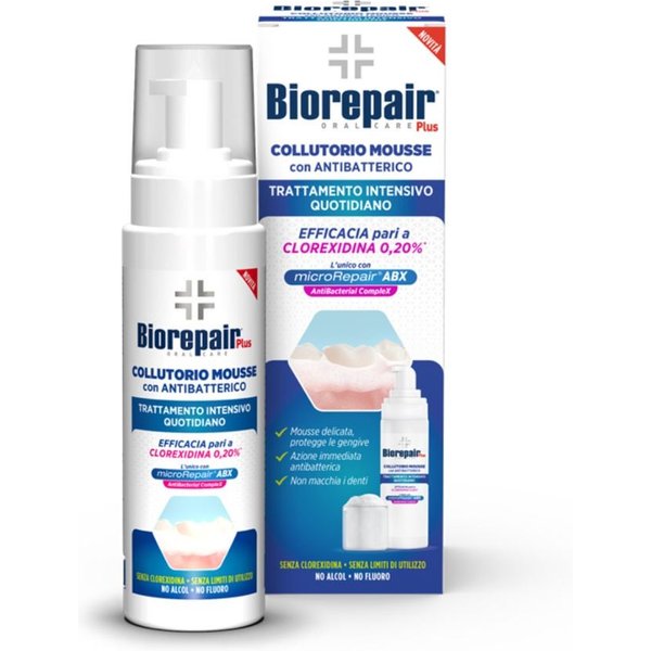 Biorepair Plus Collutorio In Mousse Con Antibatterico Trattamento Intensivo Quotidiano, 200Ml-image