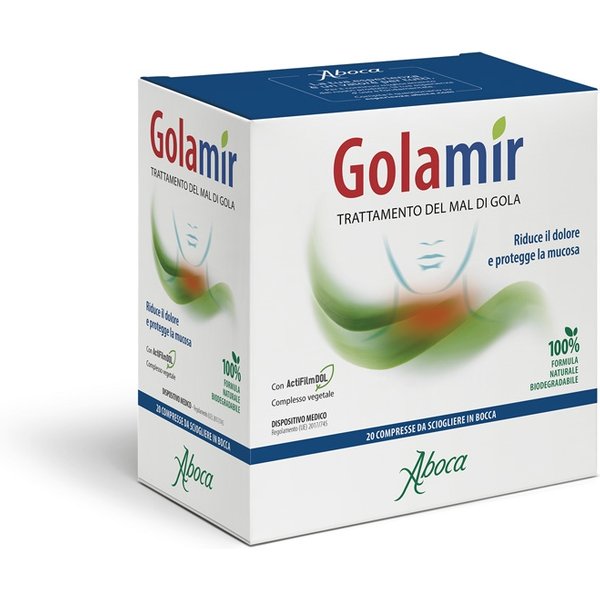 Aboca Golamir 2Act Dispositivo Medico Mal Di Gola E Cavo Orale Vie Respiratorie, 20 Compresse Orosolubili-image