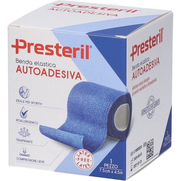 Presteril Benda Elastica Autoadesiva 7,5Cm X 4,5M Colore Blu-image