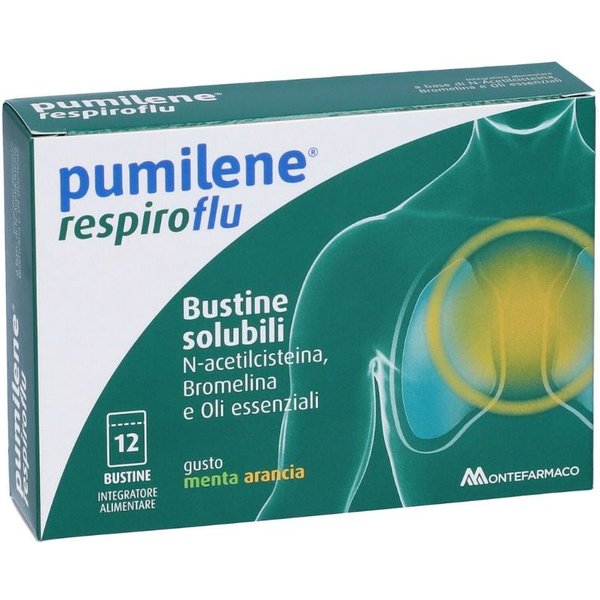Pumilene Respiroflu - Integratore Alimentare Vie Respiratorie Senza Zuccheri, 12 Bustine-image