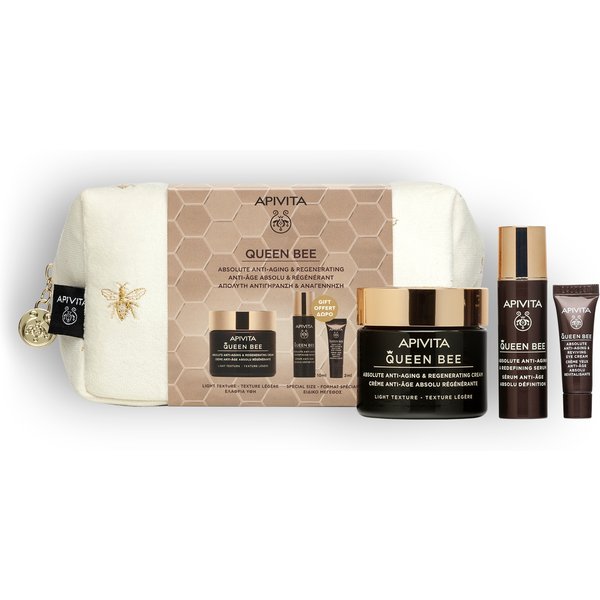 Apivita Queen Bee - Cofanetto Regalo Con Pochette + Crema Leggera 50Ml + Siero 10Ml + Crema Occhi 2Ml-image