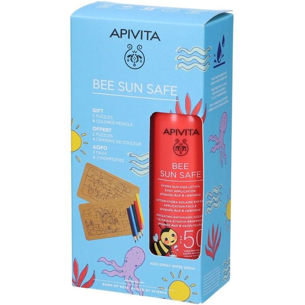 Apivita Bee Sun Safe Set Hydra Sun Lozione Spray Bambini SPF50 + 2 Puzzle Con Matite-image