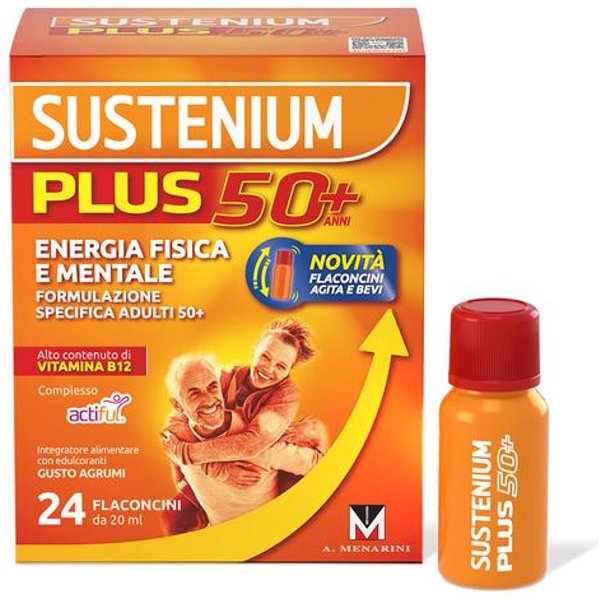 Sustenium Plus 50+ Integratore Energizzante Per Adulti 50+ Con Actiful Vitamine E Minerali, 24 Flaconcini-image