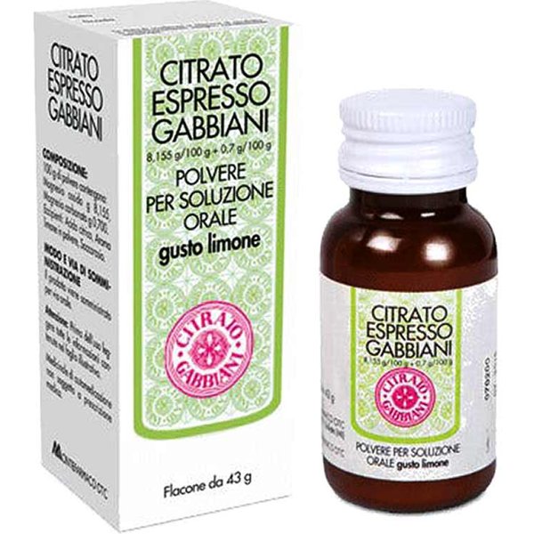 Citrato Espresso Gabbiani 8,155G/100G + 0,7G/100G Polvere Per Soluzione Orale Trattamento Stitichezza Occasionale Gusto Limone, 43G-image