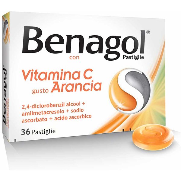 Benagol Vit C Con Vitamina C Gusto Arancia Antisettico Del Cavo Orale, 36 Pastiglie-image