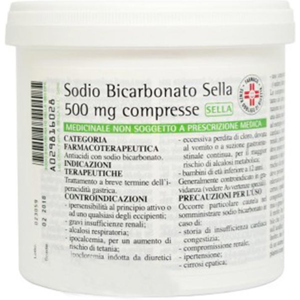 Sodio Bicarb Bicarbonato 500Mg Trattamento Iperacidità Gastrica, 1000 Compresse-image