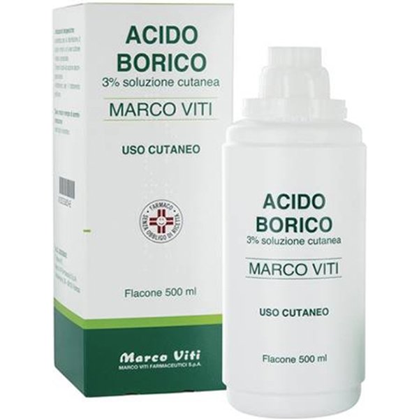 Acido Borico Mv 3% Soluzione Cutanea Antisettica E Antibatterica, 500Ml-image