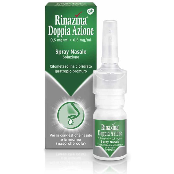 Rinazina Doppia Az Azione Spray Nasale Decongestionate Libera Il Naso Chiuso Raffreddore, 10Ml-image