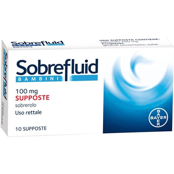 Sobrefluid Bambini Supposte 100Mg Sobrerolo Mucolitico Fluidificante, 10 Supposte-image