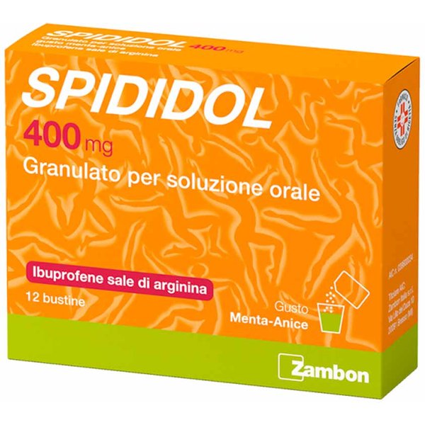Zambon Spididol 400Mg Ibuprofene Sale Di Arginina Bustine Febbre E Dolore Gusto Cola-Limone, 12 Bustine-image