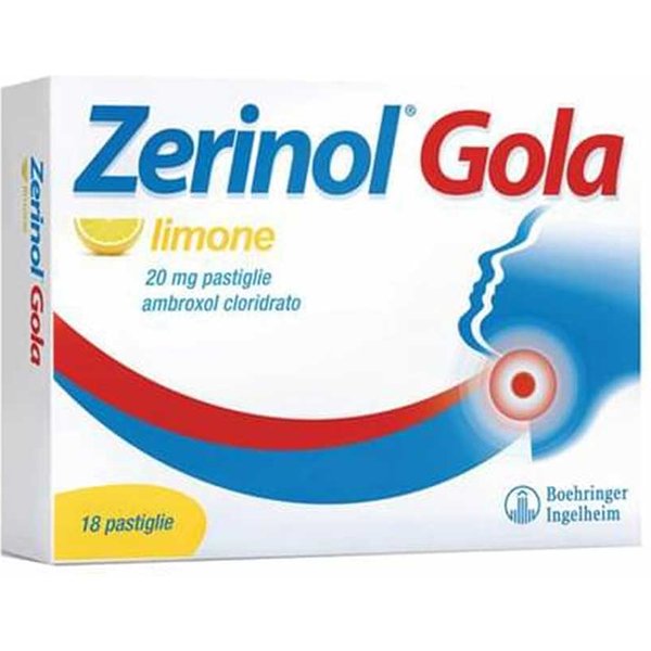 Zerinol Gola Limo Limone 20Mg Ambroxolo Cloridrato Per Mal Di Gola Acuto, 18 Pastiglie-image