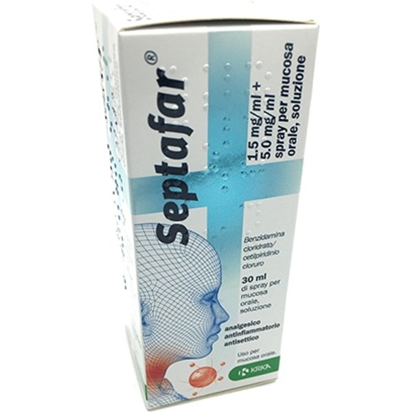Septafar 1,5 Mg/Ml + 5 Mg/Ml Spray Per Mucosa Orale, Soluzione 1 Contenitore In Hdpe Con Pompa Spray Da 30 Ml/250 Erogazioni-image