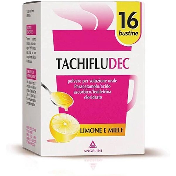 Tachifludec Polvere Per Soluzione Orale Per Influenza Raffreddore E Decongestionante Gusto Limone E Miele, 16 Bustine-image
