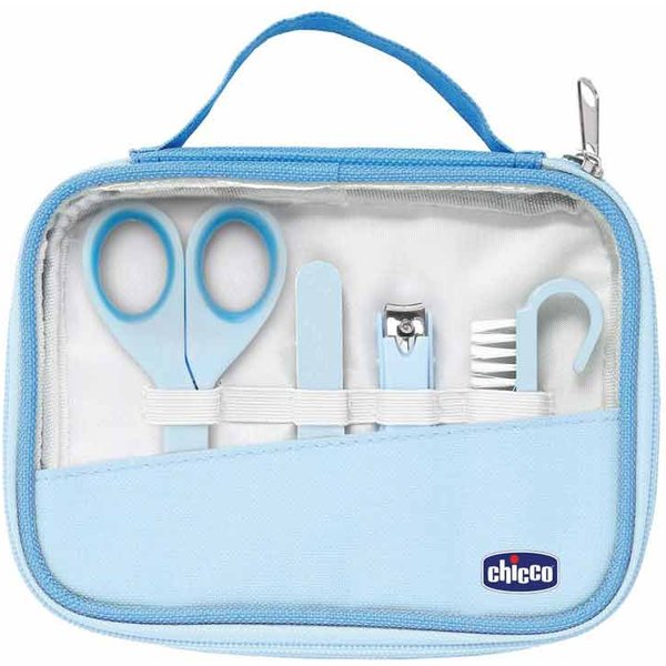 Chicco Set Unghie Happy Hands Cofanetto Forbicine Limette Tagliaunghie Azzurro, 1 Kit-image