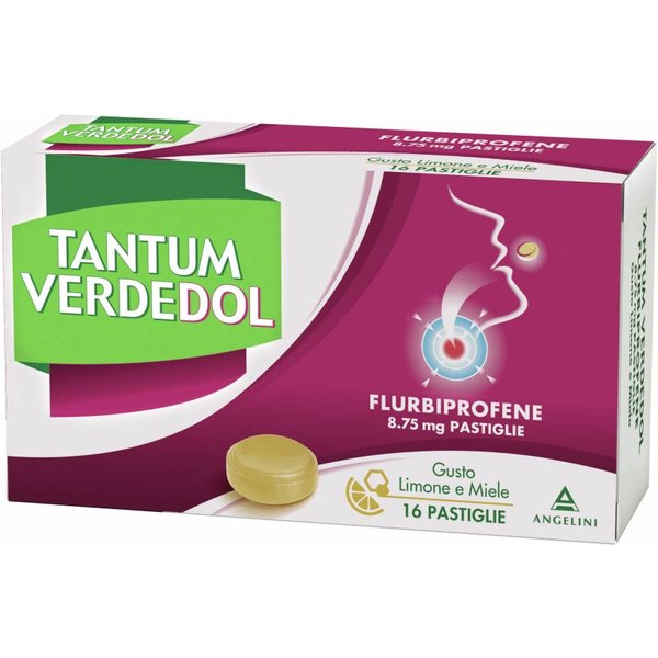 Tantum Verdedol 8,75Mg Flurbiprofene Trattamento Di Stati Infiammatori Del Cavo Orofaringeo Gusto Limone E Miele, 16 Pastiglie-image