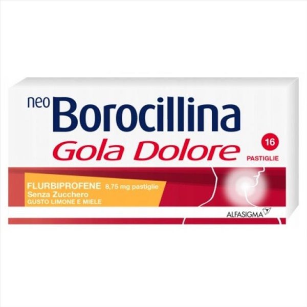 Alfasigma Neoborocillina Gola Dolore Flurbiprofene Pastiglie Senza Zucchero Gusto Limone E Miele Azione Rapida, 16 Pastiglie-image