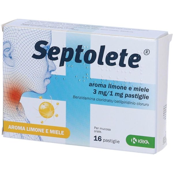 Septolete Aroma Limone E Miele 3Mg/1Mg Per Mucosa Orale, 16 Pastiglie-image