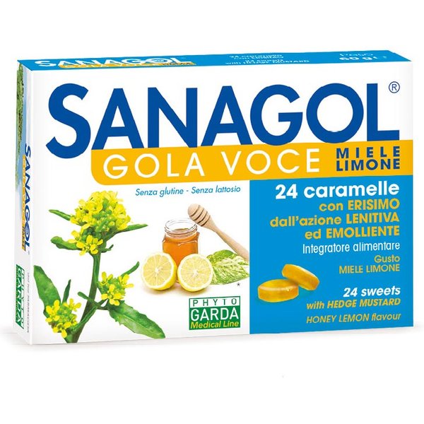 Phyto Garda Sanagol - Gola Voce Integratore Al Miele E Limone, 24 Caramelle-image