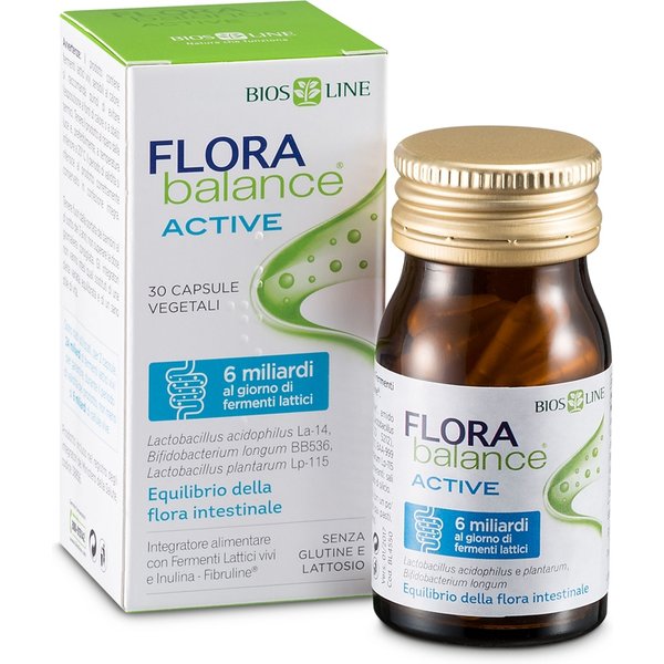 Bios Line Flora Balance Active Integratore - Probiotico Per L'equilibrio Intestinale, 30 Capsule-image