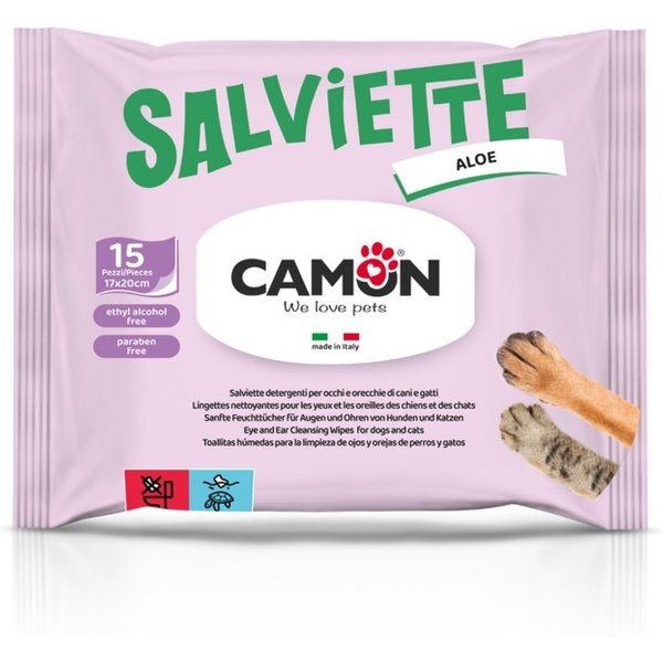 Camon Salviette Detergenti Delicate Per La Pulizia Degli Occhi Di Cani E Gatti, 15 Salviettine-image