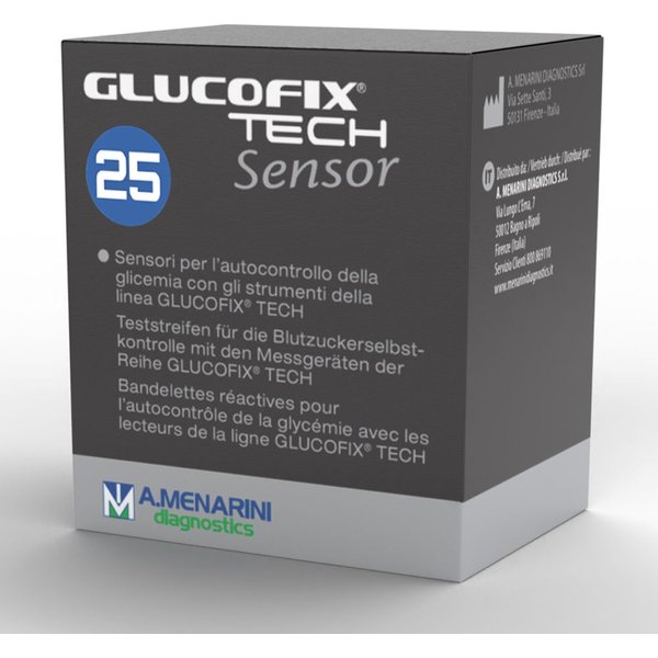 A.Menarini Diagnostics Strisce Misurazione Glicemia Glucofix Tech Sensor 25 Pezz-image