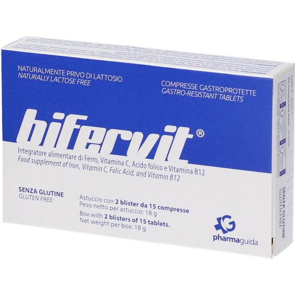 Pharmaguida Bifervit - Integratore Acido Folico Supporto Per La Carenza Di Ferro, 30 Compresse-image
