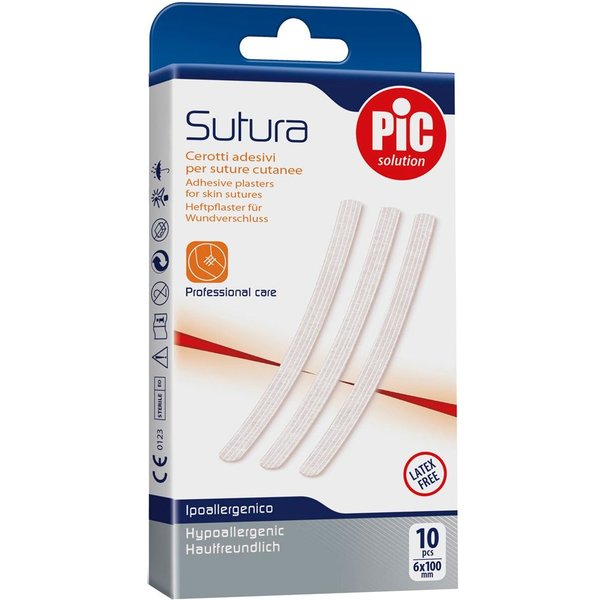Pic Sutura - Il Cerotto Artsana Sterile Per Le Suture Cutanee, 10 Pezzi Da 6X100 Mm-image
