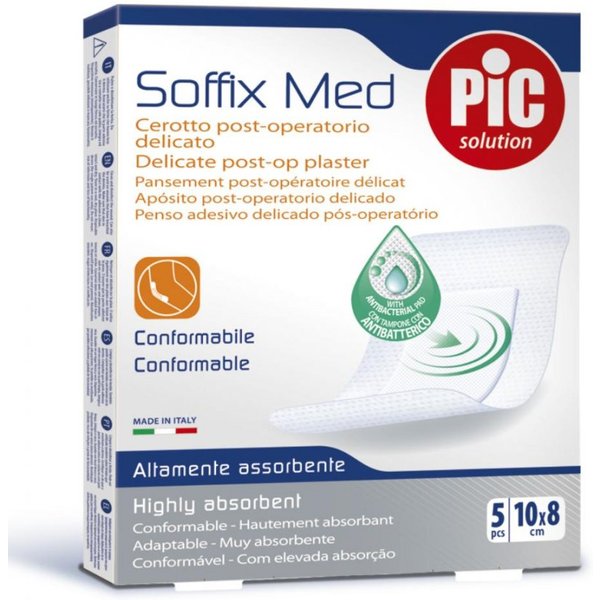 PIC Soffix Med - Cerotto Post-Operatorio Delicato 10X8 Cm, 5 Medicazioni-image