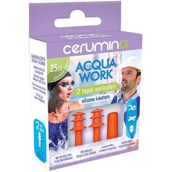 Cerumina Acqua Work - Tappi Auricolari Per L'acqua E Il Rumore, 2 Tappi-image