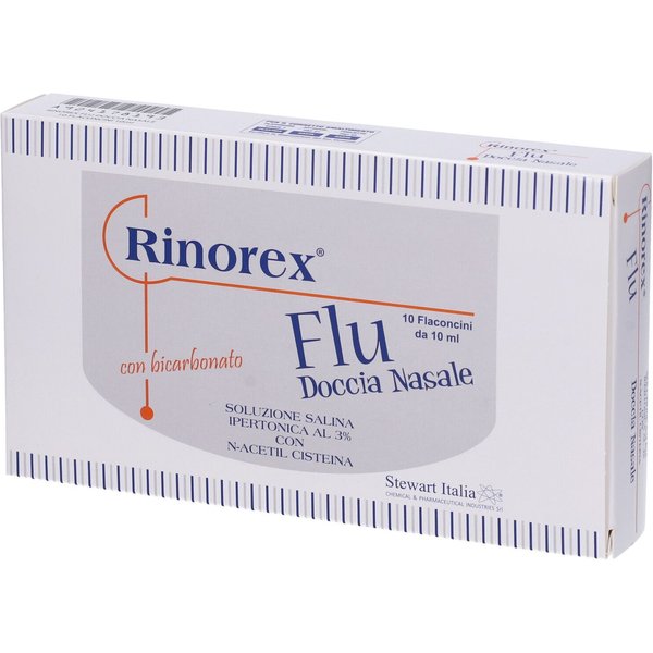 Stewart Italia Rinorex Flu Doccia Nasale - Rinorex Flu Doccia Nasale Fiale, 10 Fiale Da 10 Ml-image