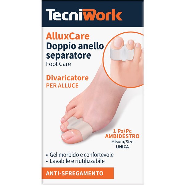 Tecniwork Allux Care - Divaricatore Alluce A Doppio Anello Tecniwork Contro Gli Sfregamenti, 1 Pezzo-image