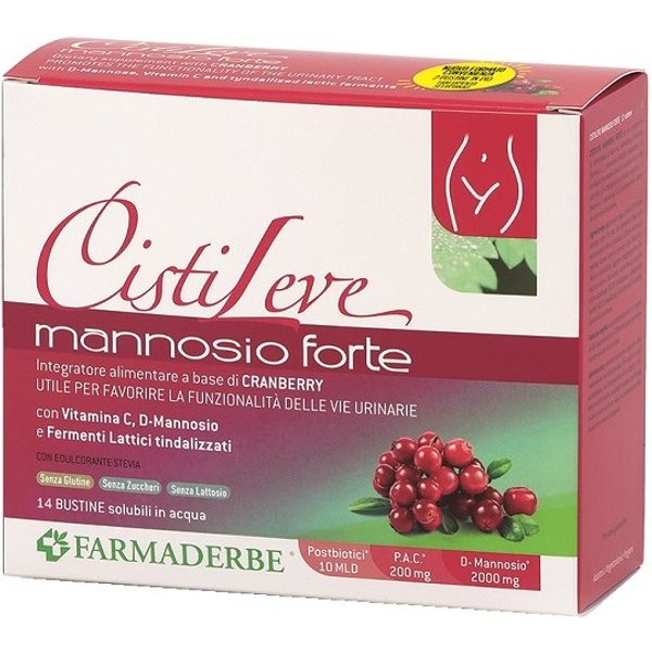 Farmaderbe Cistileve Mannosio Forte Integratore Alimentare Per Le Vie Urinarie, 14 Bustine Da 3 G-image