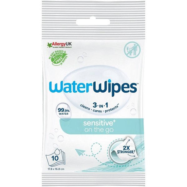 WaterWipes On The Go - Salviette Detergenti Per Pelli Sensibili Con Il 99,9% Di Acqua, 10 Salviettine-image