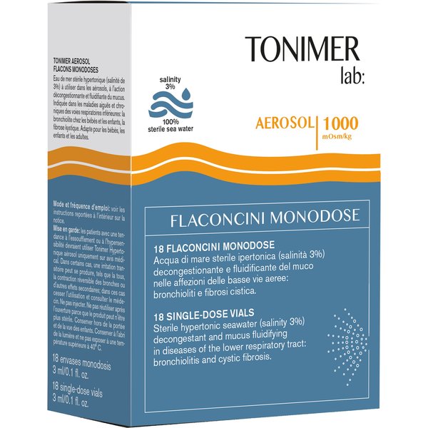Tonimer Lab Aerosol 1000 Soluzione Ipertonica Decongestionante E Dluidificante, 18 Flaconcini-image