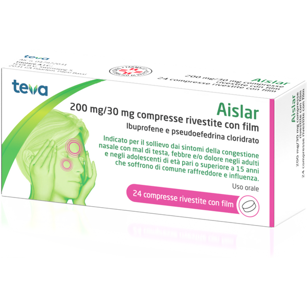 Teva Aislar Farmaco 30Mg - Compresse Per La Congestione Nasale E Il Raffreddore, 24 Compresse-image