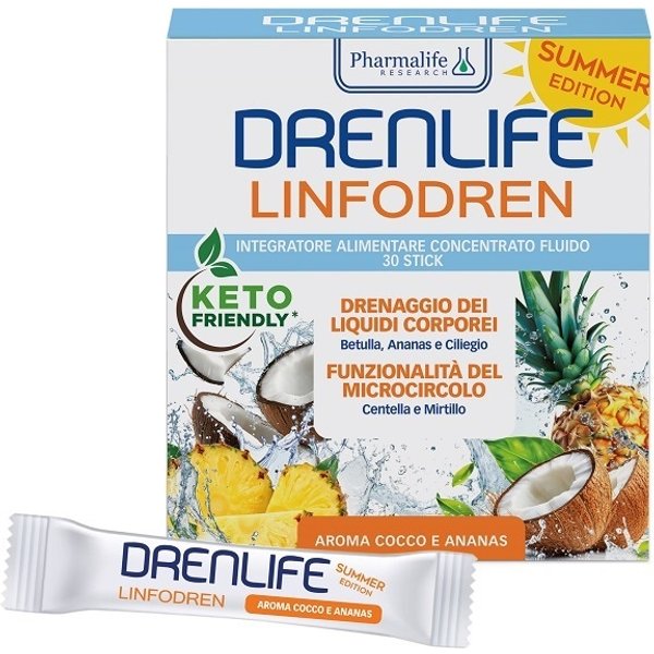 Pharmalife Research Drenlife Linfodren Summer Edition Integratore Per Drenaggio E Microcircolo, 30 Stick-image