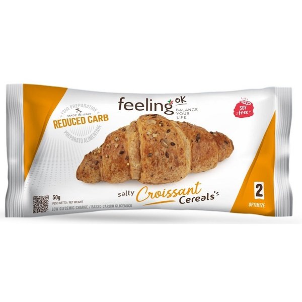 Feeling Ok Croissant Salato Ai Cereali - Snack Proteico A Tasso Ridotto Di Carboidrati, 50 G-image