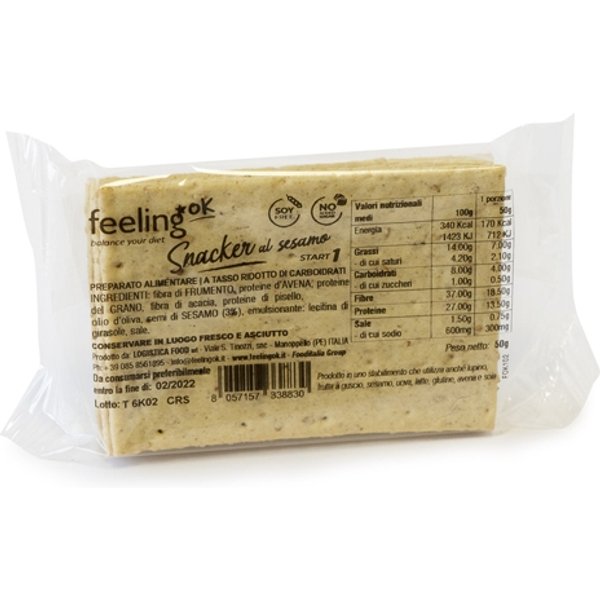 Feeling Ok Snacker Al Sesamo - Snack Proteico A Ridotto Contenuto Di Carboidrati, 50 G-image