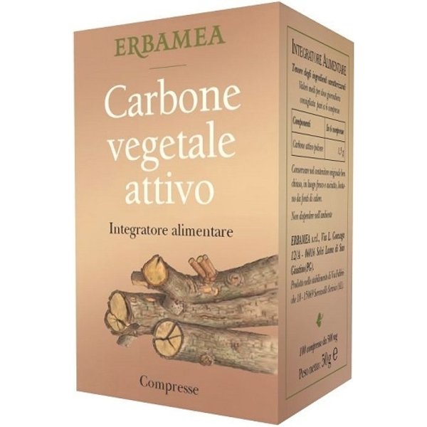 Erbamea Carbone Vegetale Attivo Integratore Transito Intestinale, 100 Capsule-image