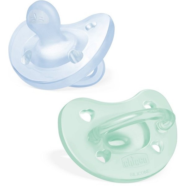 Chicco Physioforma - Succhietto Gommotto 2-6M Soft Silicone Azzurro Verde, 2Pz-image