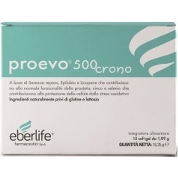 Eberlife Farmaceutici Proevo 500 Crono Integratore Funzionalità Della Prostata E Antiossidante, 15 Soft Gel-image