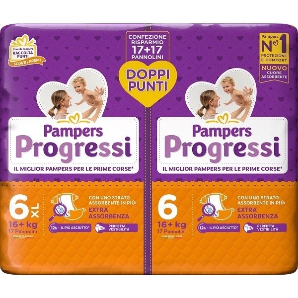 Fater Pampers Progressi Pannolino Extralarge Pacco Doppio 34 Pezzi-image