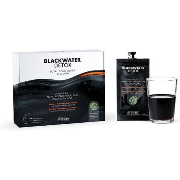 Zuccari Black Water Detox Integratore Depurativo Total Body Reset 10 Giorni, 10 Bustine-image