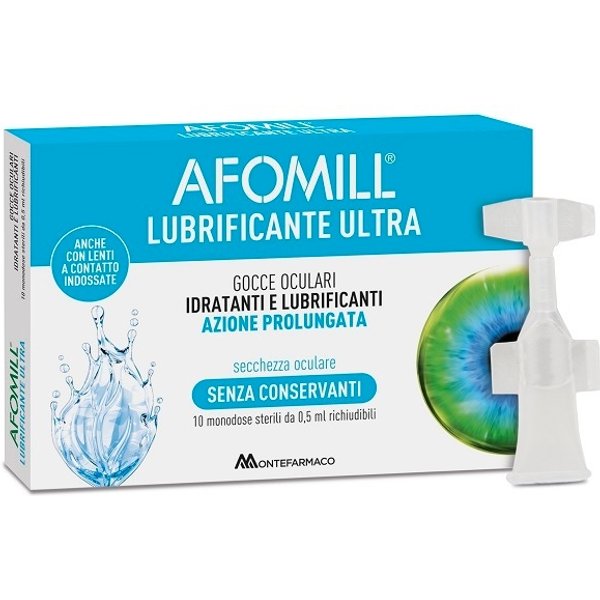 Afomill Lubrificante Ultra Gocce Oculari Idratanti E Lubrificanti Per Secchezza Oculare, 10 Flaconcini-image