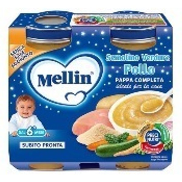 Mellin Pappa Completa Ideale Per La Cena Verdure Semolino E Pollo 6M+, 2 X 200G-image