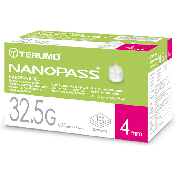 Ago Per Penna Da Insulina Nanopass 32,5 Gauge Lunghezza 4 Mm 100 Pezzi-image