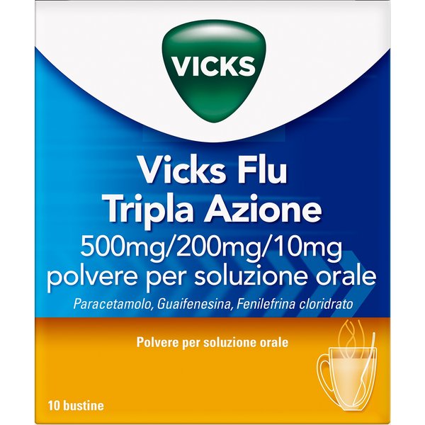 Vicks Flu Tripla Azione Bustine Raffreddore E Influenza, 10 Bustine-image